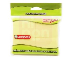 Post It 38x51 Amarelo 100 folhas 4 Blocos - Adelbras