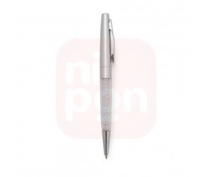CANETA EXECUTIVA ESFEROGRÁFICA DE METAL LUXO CRISTAL PRATA